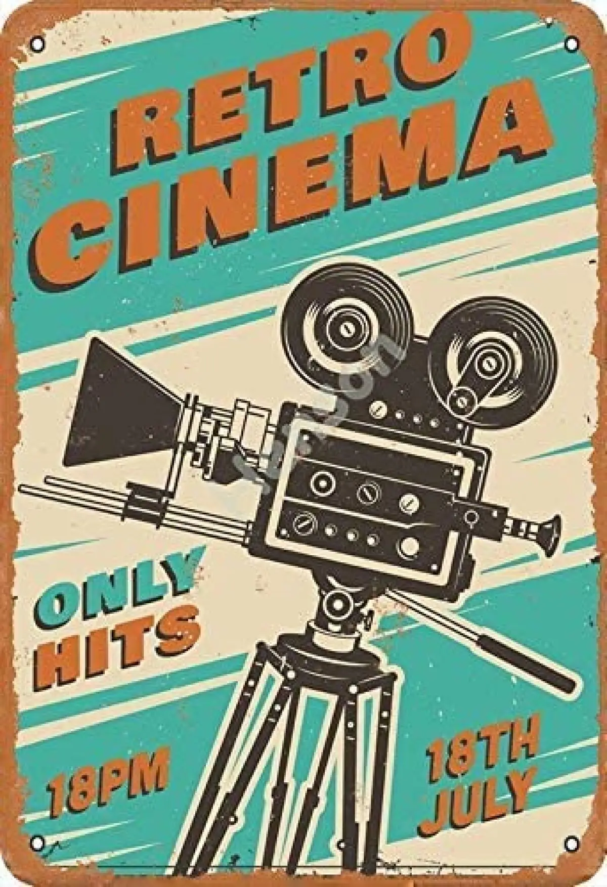 

Retro Cinema Only Hits 18Th July Vintage Tin Sign Art Iron Painting Rusty Poster Decoration Aluminum plaque