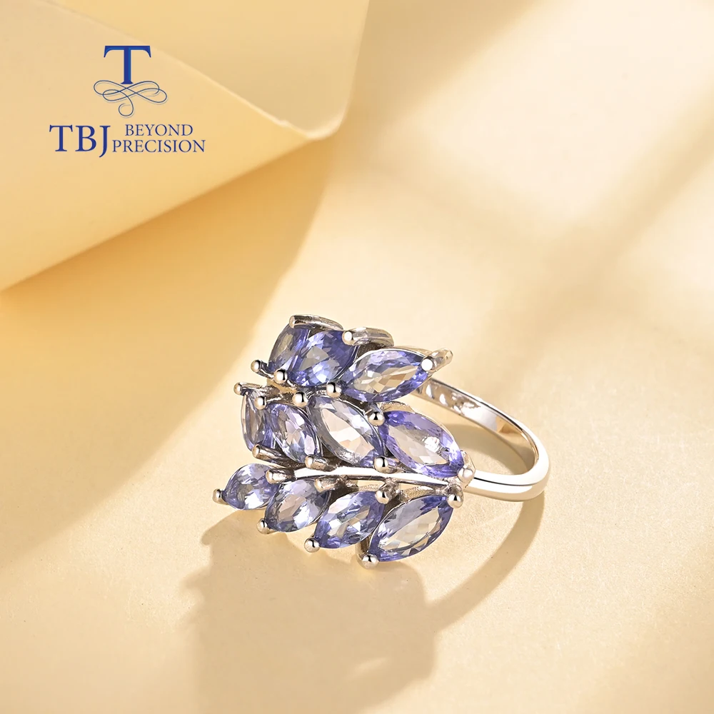 Легкое роскошное кольцо с натуральным синим танзанитом для женщин серебро 925