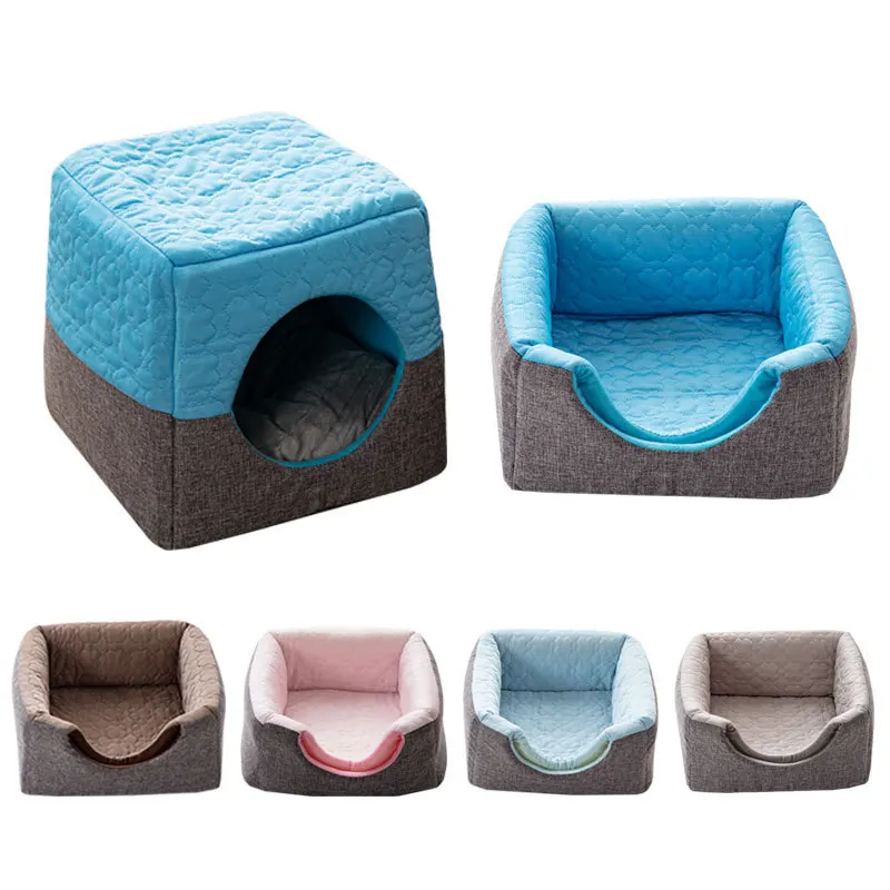 

New Dual-use pet bed dog kennel soft cat house foldable dog beds for medium dogs four seasons general small dog house sofa bed