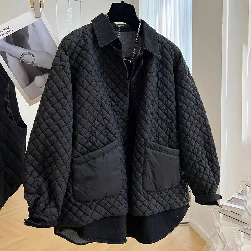 design medium length shirt, cotton jacket, women's autumn and winter Lingge cotton jacket  women jackets winter coat jacket