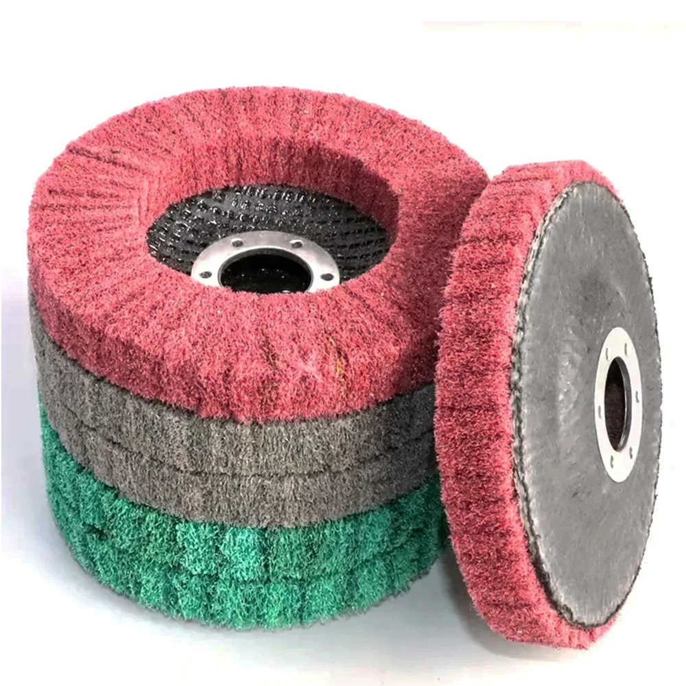 

5-дюймовый полировальный круг из нейлонового волокна, нетканый диск для угловой шлифовальной машины, вращающийся шлифовальный круг по металлу, дереву, инструмент для металлообработки