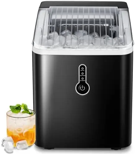 

Ice Maker Countertop, Portable Ice Maker with Self-Cleaning, 26Lbs/24Hrs, 9 Cubes Ready in 8 Mins, One-Click Operation, Compact