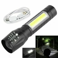 portable t6 cob led flashlight waterproof tactical usb rechargeable camping lantern zoomable focus torch light lamp night lights