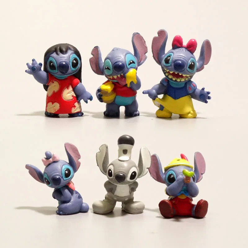 6pcs Set Disney Stitch Anime Figure Model Mini Cute Cartoon Lilo & Stitch Action Figures Accessories Decoration Child Games Toys