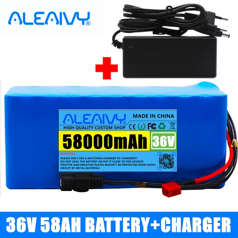 

36V 10S4P 58Ah 18650 Li-ion Battery Pack 500W high power battery 58000mAh Ebike Electric Bicycle BMS Battery With 42v Charger