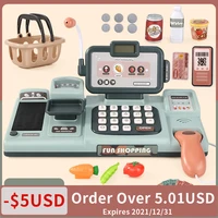 kids shopping cash register toys mini supermarket set simulation food calculation checkout counter pretend play toy for children