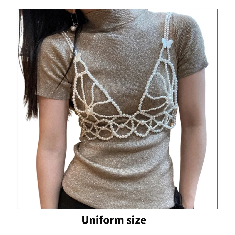 Бюстгальтер-цепочка ручной работы с жемчугом модный аксессуар для модных женщин