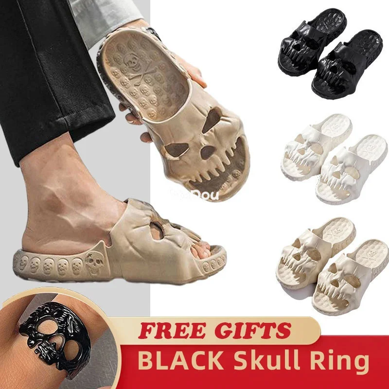 

Plus Cool Skull Shape Summer Slippers for Men 2023 New Arrival Outdoor Beach Shoes for Unisex Designer Slides for Women