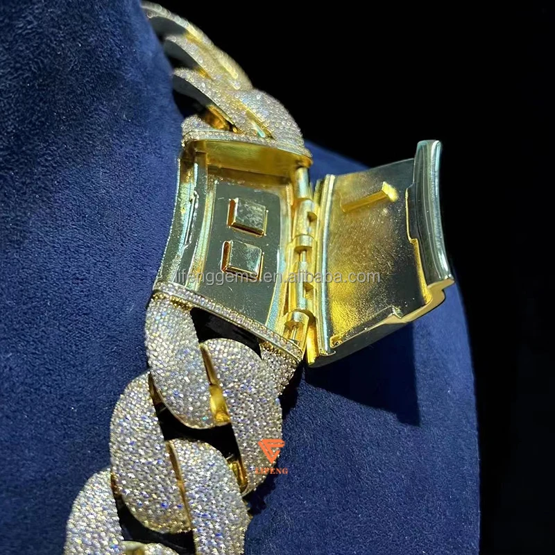 Мужское ожерелье из серебра 925 пробы с муассанитом 18/20 мм