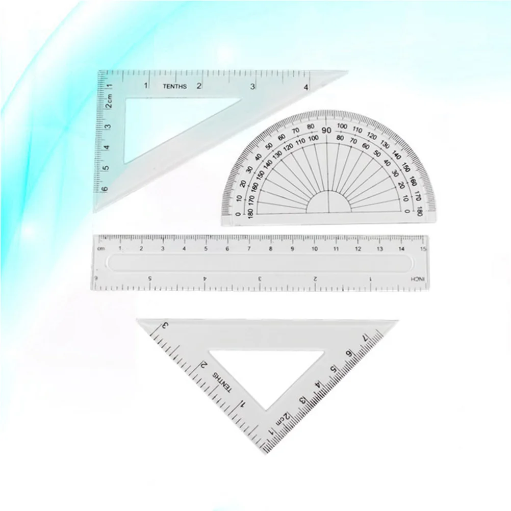 

Набор пластиковых геометрических линейки 4 шт., принадлежности для школы и архитекторов (прозрачные)