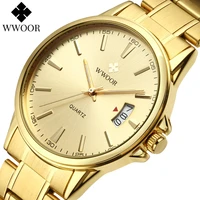 relogio masculino wwoor top brand luxury gold full steel watch mens waterproof quartz clock male sport business date wrist watch