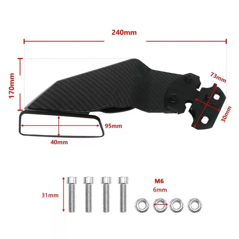 Для Yamaha YZF R6 R25 R3 R125 YZFR6 YZF-R6 2000-2020 боковые зеркала мотоцикла крылышки ветрокрыло