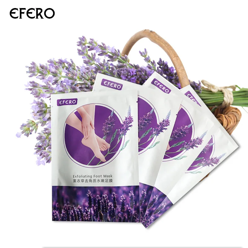 

Efero Feet Exfoliating Foot Mask Skin Care Foot Peeling Dead Skin Lavender Feet Masks Pedicure Socks Foot Cream for Heels