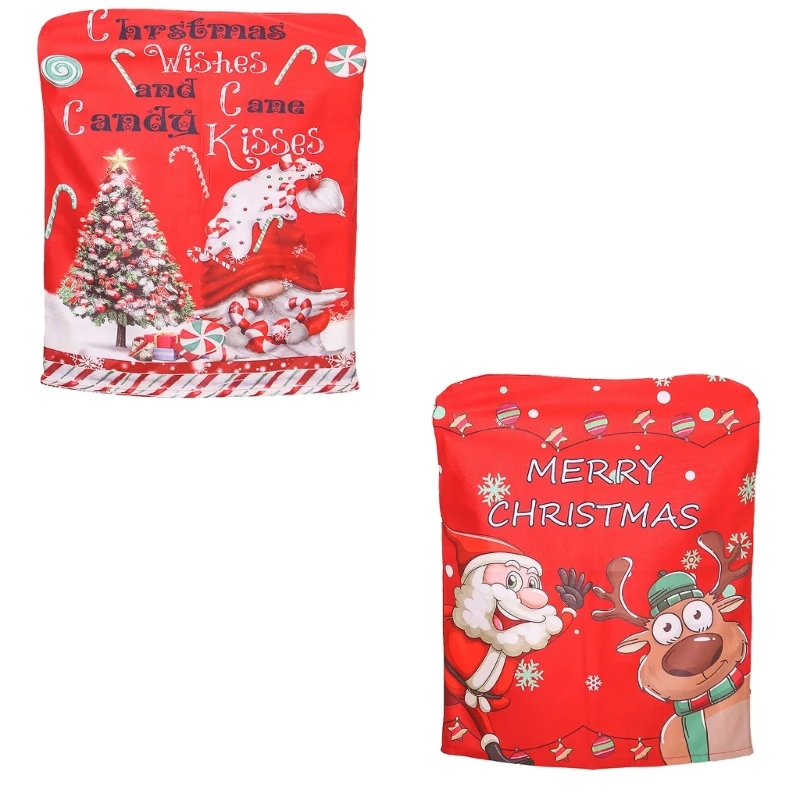 

Christmas Chair Cover Santa Gnome Chair Back Covers Removable Slipcovers Decor