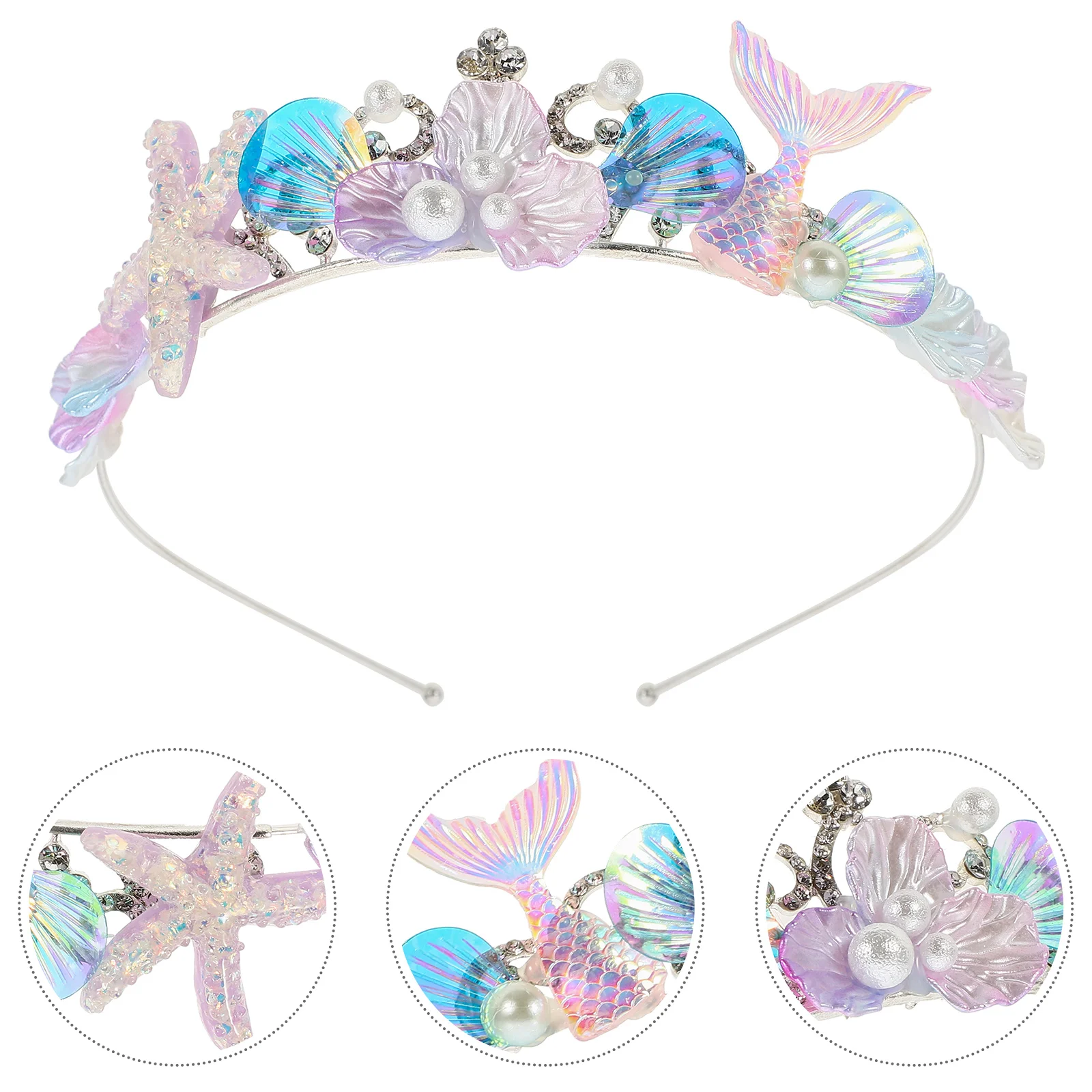 Корона для волос аксессуары девочек декор в виде русалки оболочка металлический
