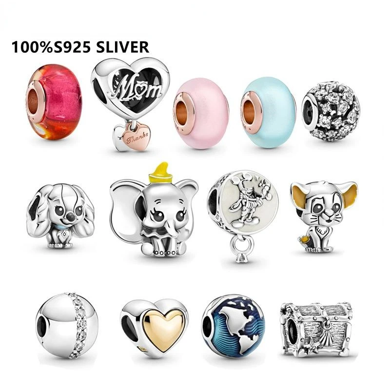 

NEW Cartoon Style Cat Dog Charm Elephant Beads Fit Original DIY Making Brand Pan S925 Silver Bracelets For Women Pendant Jewelry