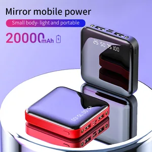 PowerBank 20000mAh Portable Charging Poverbank Mobile Phone LED Mirror Back External Battery Pack bank