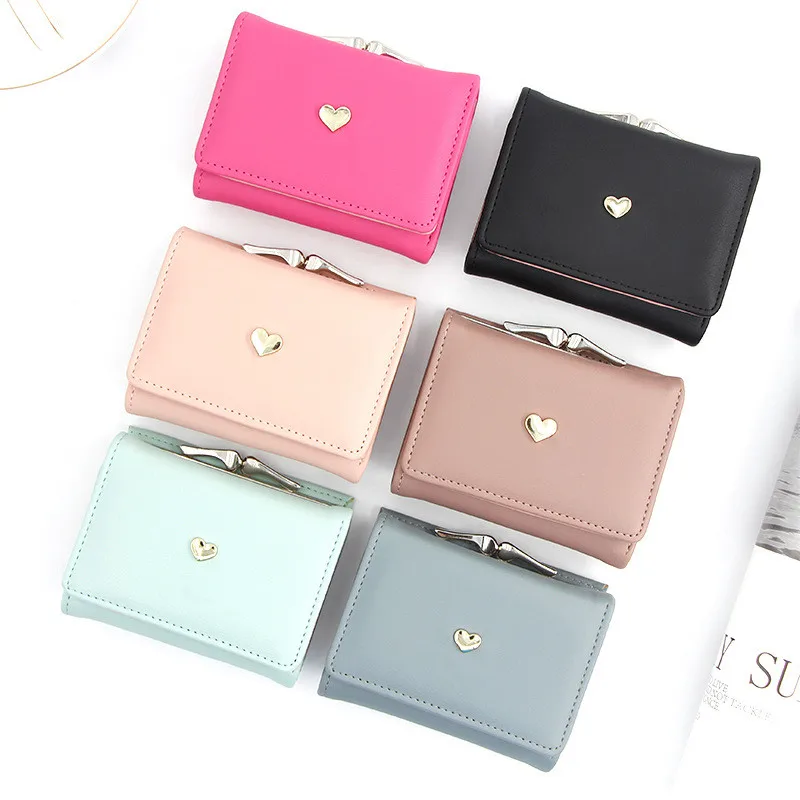 

New PU Wallet Short Coin Purse Fashion Wallets For Woman Card Holder Small Ladies Female Hasp Mini Clutch For Girl