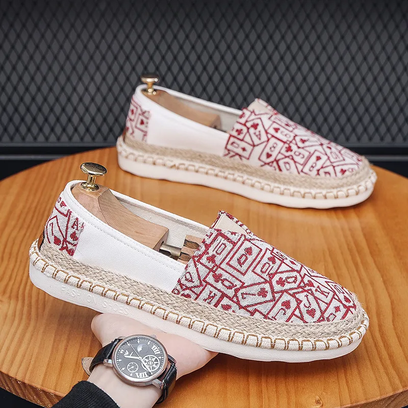 

Hot Sale Cheap Red Loafers for Men Lightweight Breathable Men's Canvas Shoes Low Cut Comfortable Fisherman Shoes Male mocasines