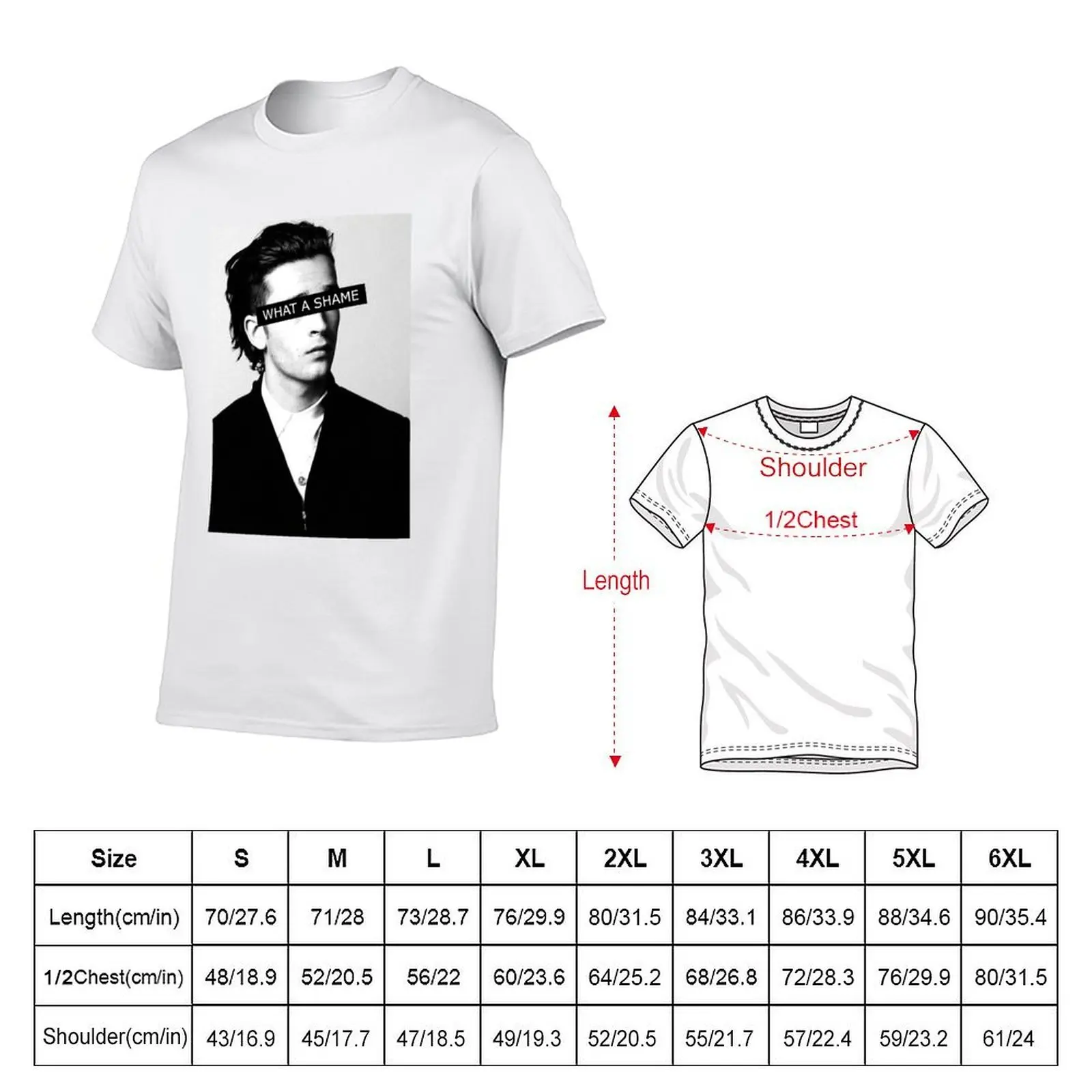 Фото WHAT A SHAME - Matty Healy of The 1975 T-Shirt man t shirt heavy cotton t shirt for man man tshirt T-shirt №2