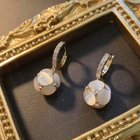 new women earrings luxury opal ball pendant ear buckles delicate micro inlaid zircon drop round earrings fashion ladies jewelry
