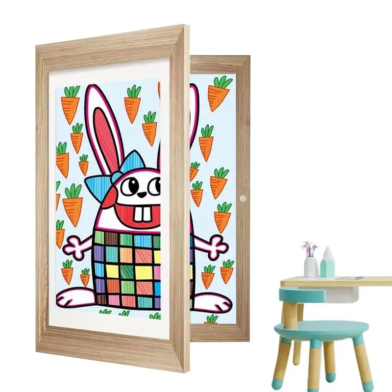 

Рамка детская для рисования маслом, детский художественный дисплей с передней рамой, раскладушка для хранения картин