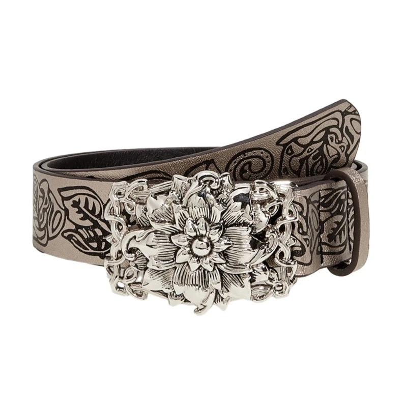 

Universal PU Waist Belt with Carved Flower Buckle for Women Jeans Skirt Decors 264E