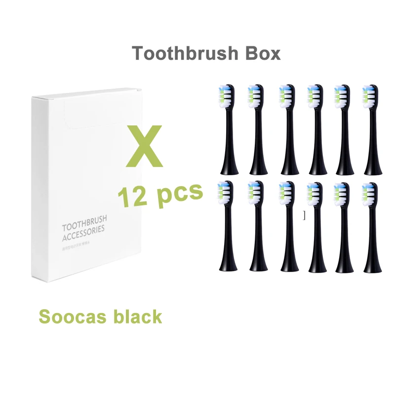 

12pcs Fit for Soocas X1/X3/X5 or xiaomi Mijia T300/500 Replacement Toothbrush Heads Sonic Electric Tooth Brush Heads