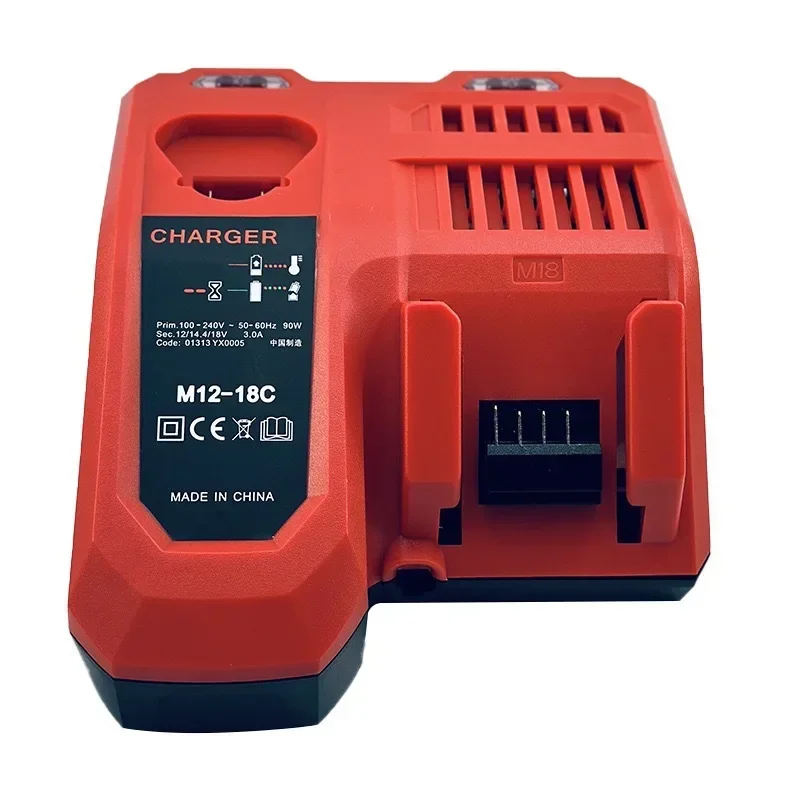 Фото Для Milwaukee M12-18C двухпортовый многовольтный литий-ионный аккумулятор M12 M18, замена литий-ионного аккумулятора 3A 12 В 14 В 18 В быстрое зарядное устройство США/ЕС штекер №2