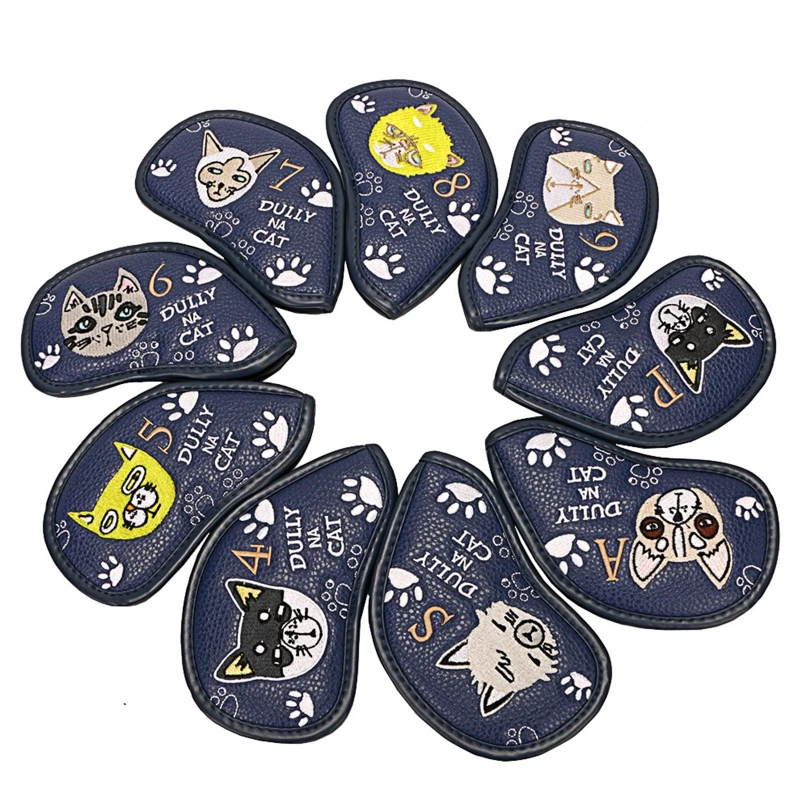 

9Pcs/Set Golf Putter Covers, Golf Iron Head Covers PU Leather Golf Club Covers Iron Headcovers, Golf Club Head Cover 24BD