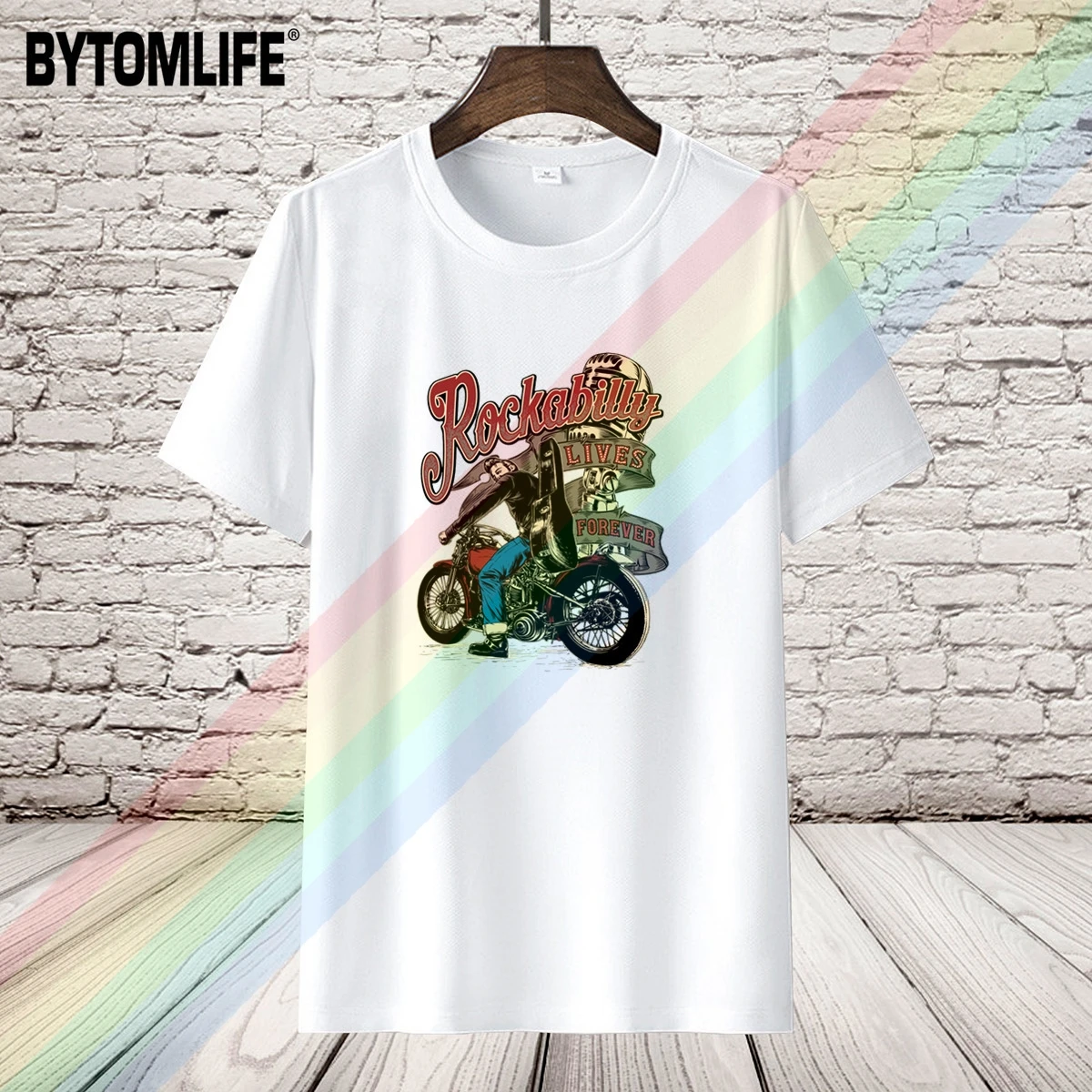 

Rockabilly Lives Forever Summer Print Black T Shirt Clothes Popular Shirt Cotton Tees Amazing Short Sleeve Unique Men Tops