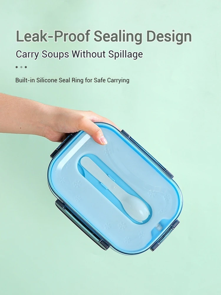Фото ICE Pack Bento Box Разделитель соуса Fresh Sala Box ICE Ланч-бокс Герметичный пикник с вилкой и ложкой для детей Школьный офис №5
