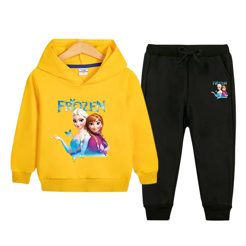 

Осенний комплект одежды для маленьких девочек, спортивные костюмы, Детские наряды для подростков, одежда принцессы Эльзы с изображением мо...