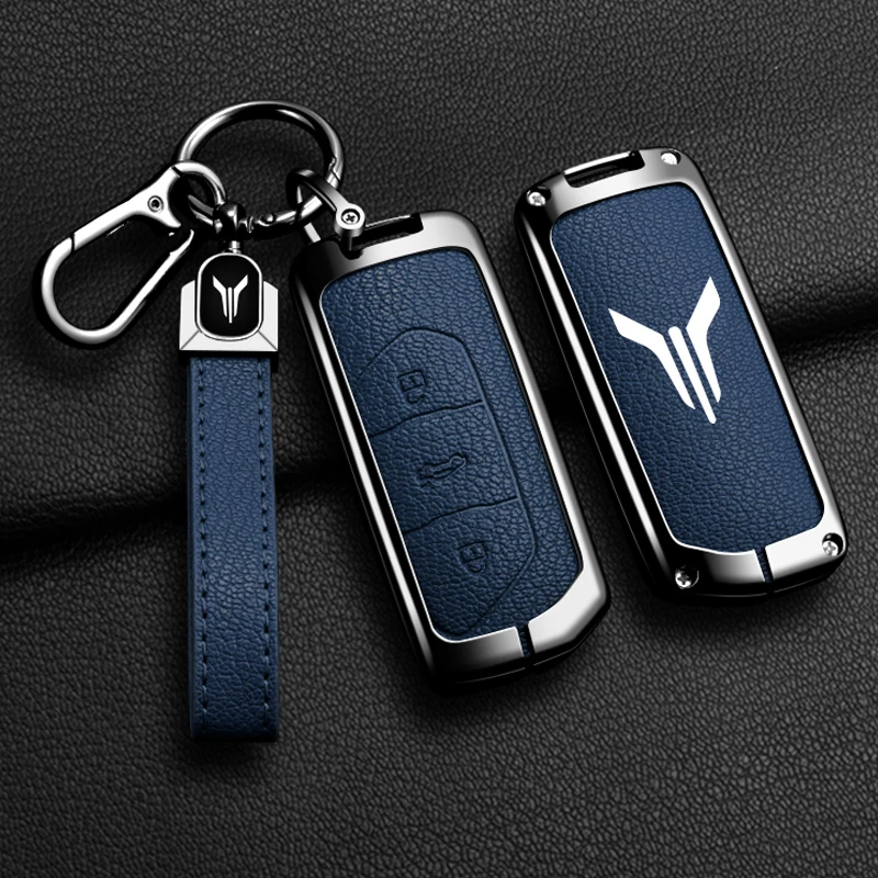 Автомобильный смарт-чехол для дистанционного ключа, чехол для брелока для Voyah Free Dream 2021, кожаный защитный держатель из цинкового сплава, аксессуары для ключей
