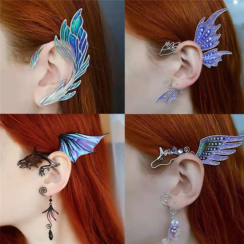 

Модные серьги, очаровательные радужные серьги-бабочки с рыбками, ушные клипсы для женщин, ювелирные изделия, трендовые хрустальные ушные кр...