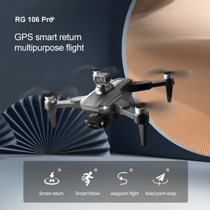 2022 Новый RG106 Дрон 8k двойная камера Профессиональный GPS Дроны с 3 Осями