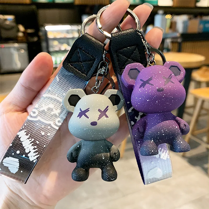 

Cute Cartoon Colorful Bear Lovely Animal Pendant Keychain Holder Key Chain Car Keyring Mobile Phone Bag Hanging Jewelry Kid Gift