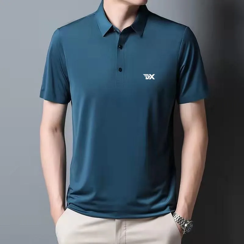 Men's Golf Ice Silk Jersey, 2023 Fashion Brand, Golf Apparel, Men's Outdoor Short Sleeve T-shirt, Summer Street Polo Shirt