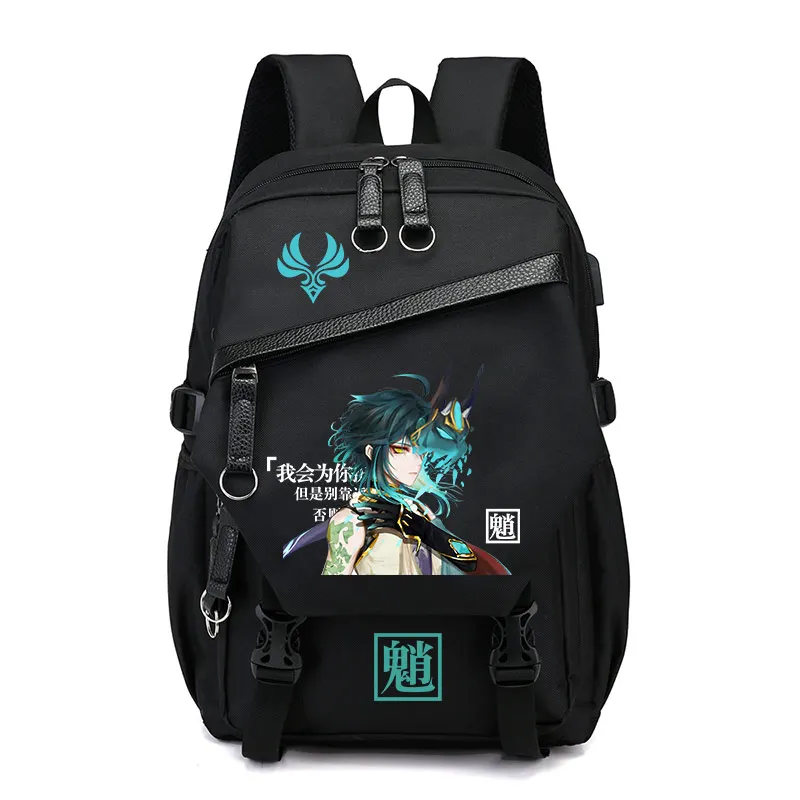

Игровой рюкзак Xiao Genshin Impact, для косплея, сумка для школы, для мальчиков и девочек, Подарочная сумка Xiao с USB-портом для зарядки, дорожный рюкзак,...