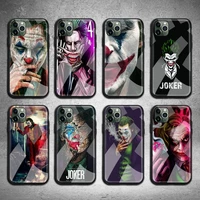 joker dc phone case tempered glass for iphone 13 12 11 pro mini xr xs max 8 x 7 6s 6 plus se 2020 cover