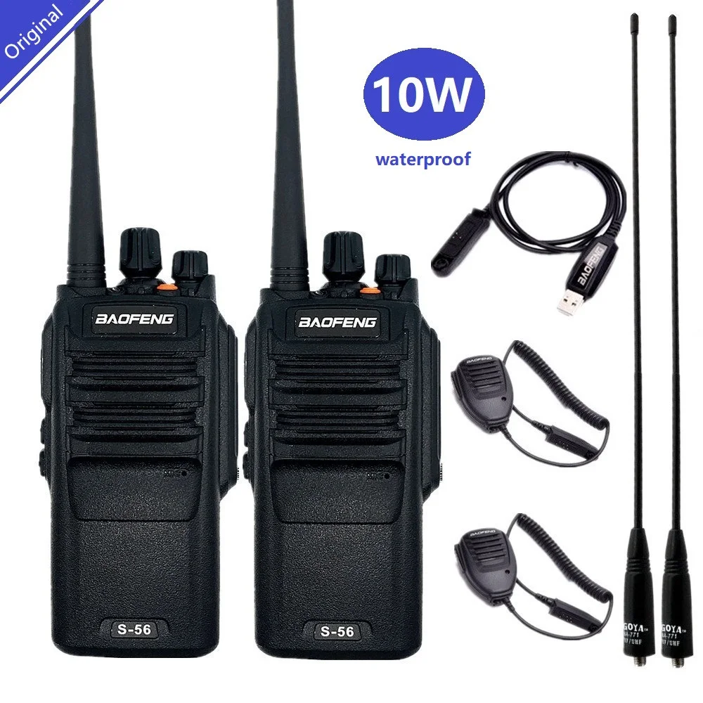 2PCS Waterproof Walkie Talkie 10W BAOFENG S-56 Two Way Radio Station UHF BF-S56 CB Ham Radio Scanner hf Transceiver for Truckers