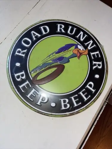 Плимут роуд бегун круглый 12 дюймов металлический тисненый знак Looney Tunes Новый