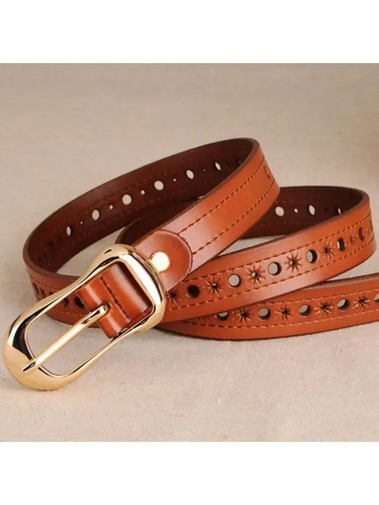 Long 105-115CM Women Leather Belt Jeans Versatile Pure Fashion Vintage Decorative Thin Without Punching Retro Decoration