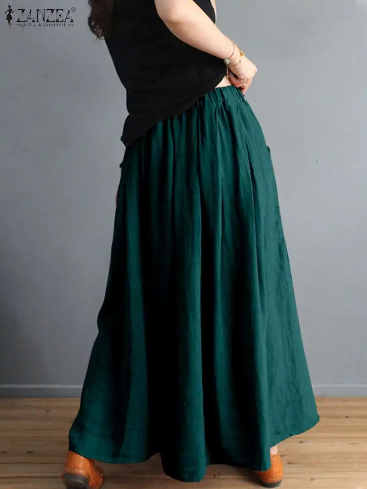 Женская летняя хлопковая юбка ZANZEA 2024 повседневный Асимметричный Ретро сарафан