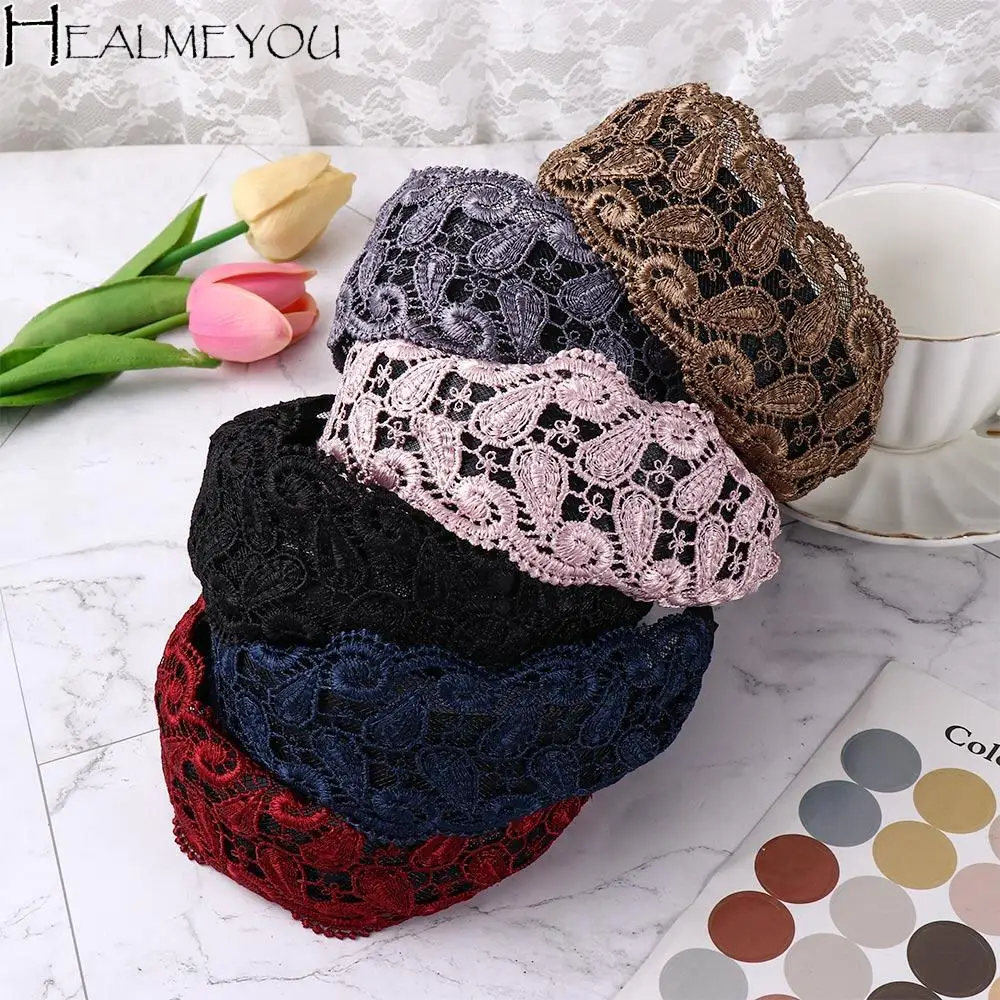 

Vintage Lace Flowers Hair Bands Sweet Headband Temperament Side Hair Bands Girls Hollow Non-slip Elegant Headwear
