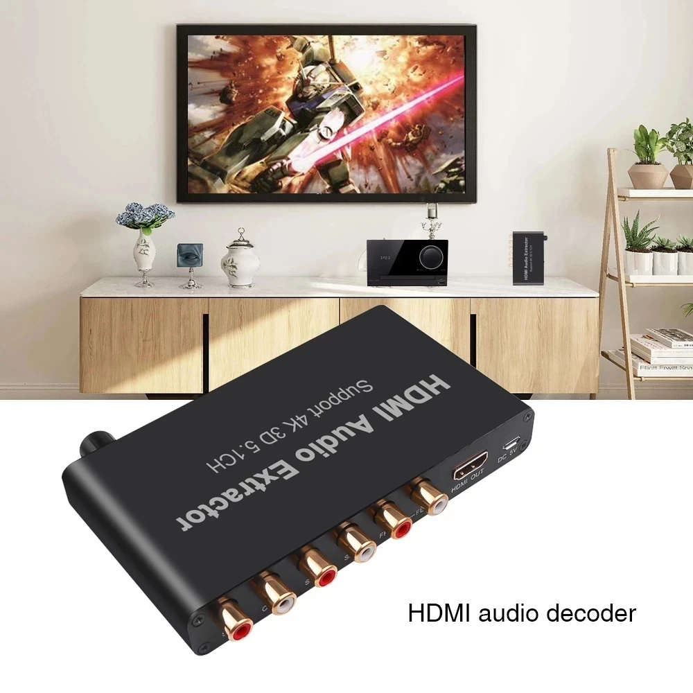 5.1CH HDMI аудио экстрактор декодирование коаксиальный к RCA 3D преобразователь для 4K 5 1