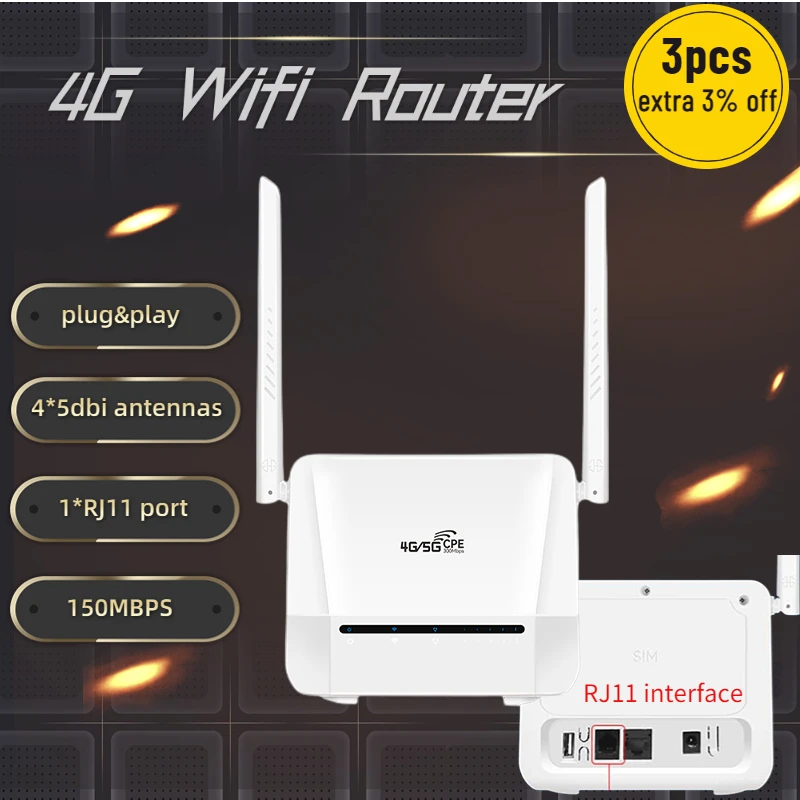 

300Mbps Wifi Sim Card Unlimited 4G Router Unlocked LTE Networking Cards Wi Fi FDD Modem VOLTE Wi-Fi Wireless Repeater With RJ11