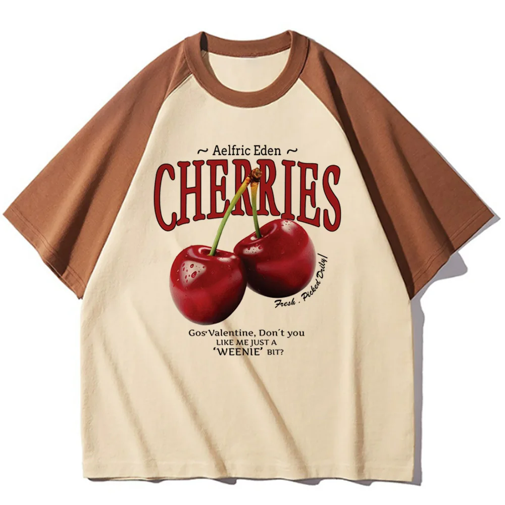 Женский топ с принтом вишни смешанные футболки для девушек графическим манга в