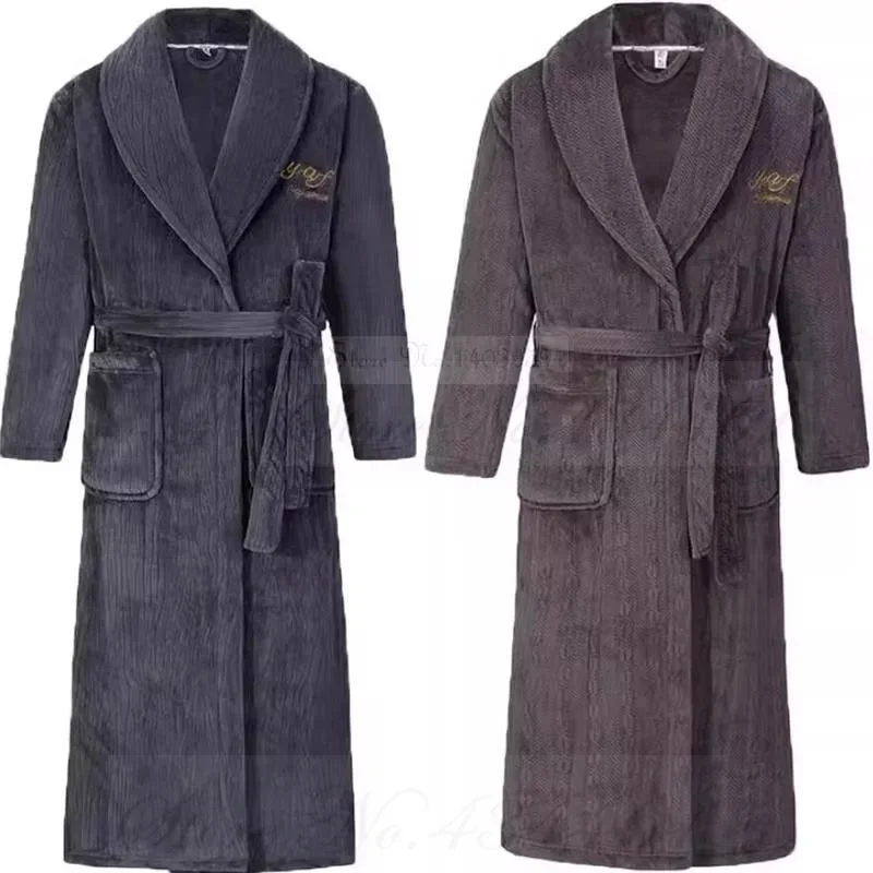 Зимний фланелевой длинный халат для пар теплая толстая одежда сна из кораллового