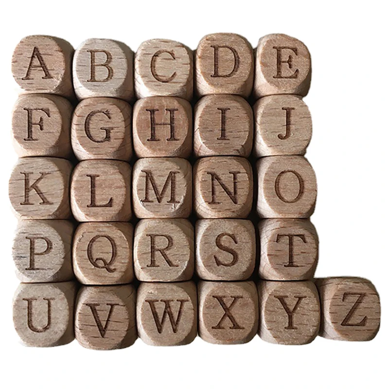 

26 Lletter Wood Dice For Party Family Square Wooden Beads DIY Kid Toys Wood Cube Dices Wooden Beads Necklace Bracelet Jewelry